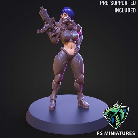 Image of Cyberpunk Mercenary Pose 1 - 4 Variants and Pinup