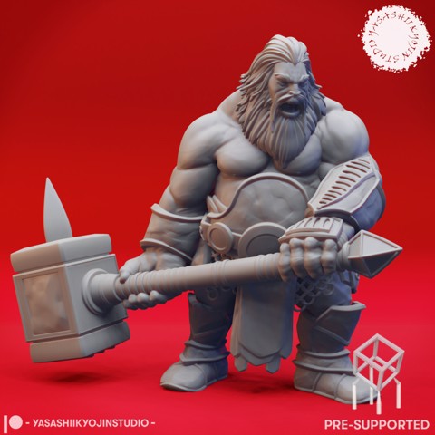 Image of Fire Giant Hammer - Tabletop Miniature (Pre-Supported)