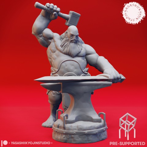 Image of Fire Giant Blacksmith - Tabletop Miniature (Pre-Supported)