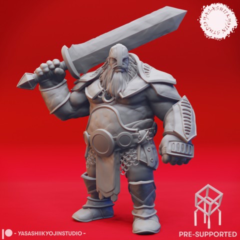 Image of Fire Giant Swordsmen - Tabletop Miniature (Pre-Supported)