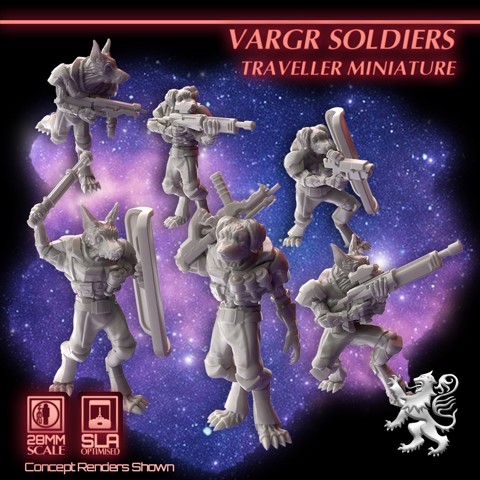 Image of Vargr Soldiers Traveller Miniatures