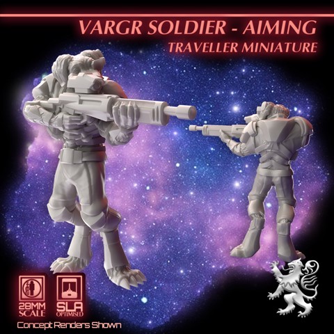 Image of Vargr Soldier - Aiming Traveller Miniature