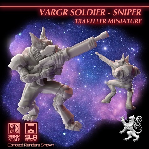 Image of Vargr Soldier - Sniper Traveller Miniature
