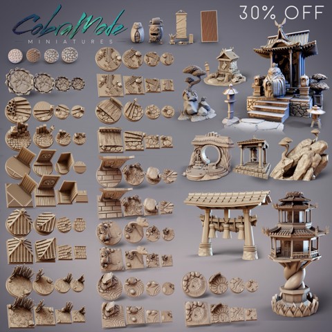Image of 105pc Japanese Bases, Decoration Bits, Scatter, and Terrain Pack