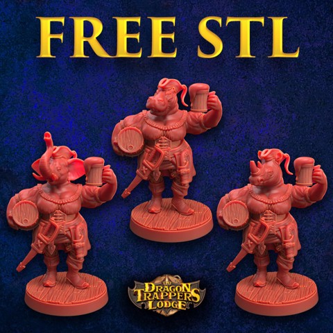 Image of FREE Giff, Loxodon, & Rhinofolk Brewer STL| PRESUPPORTED | Dragon Trappers Lodge