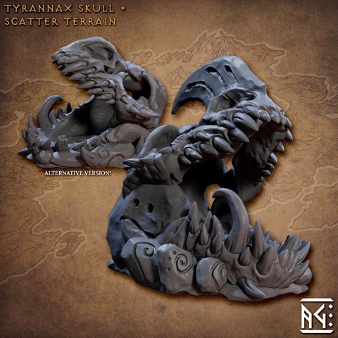 Image of Tyrannax Skull Scatter Terrain (Frostheart Lizardmen)