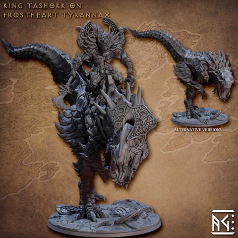 Image of King Tashokk the Great on Frostheart Tyrannax (Frostheart Lizardmen)