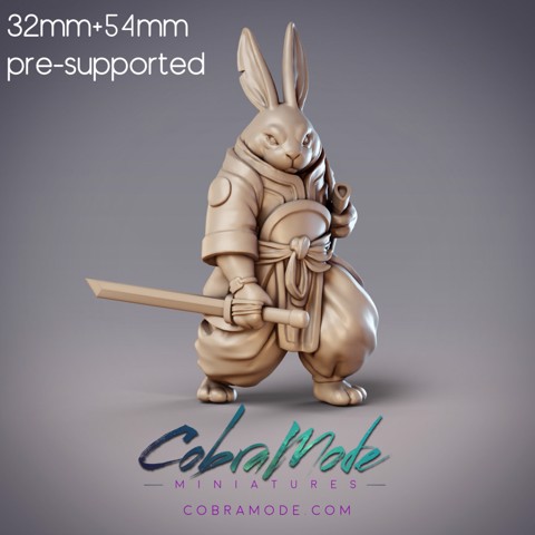 Image of Rabbitfolk Warrior - Coiled Strike, Guanghan Swordsman (Pre-Supported)