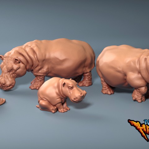 Image of African Animals #1 - Hippos Set