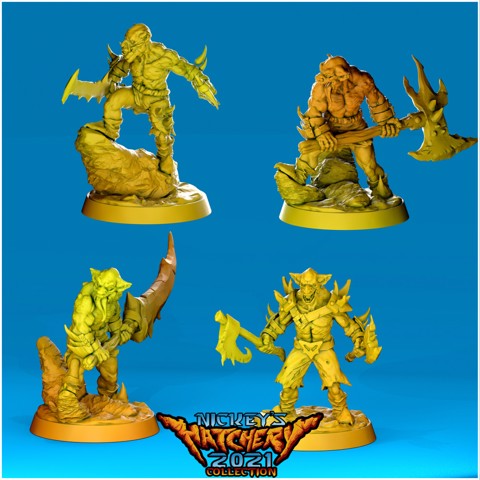Image of Goblin Fighters Set #1 (Updated 2022, stylized versions added, brown renders)