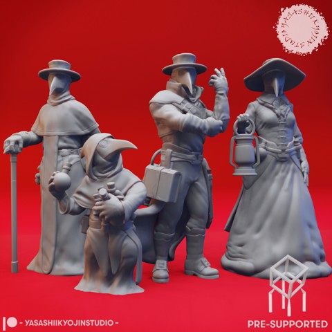 Image of Plague Doctors - Tabletop Miniatures (Pre-Supported)