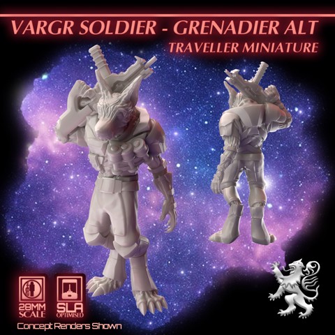 Image of Vargr Soldier - Grenadier - Alt - Traveller Miniature