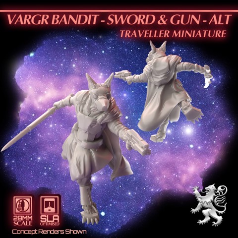 Image of Vargr Bandit - Sword and Gun - Alt - Traveller Miniature