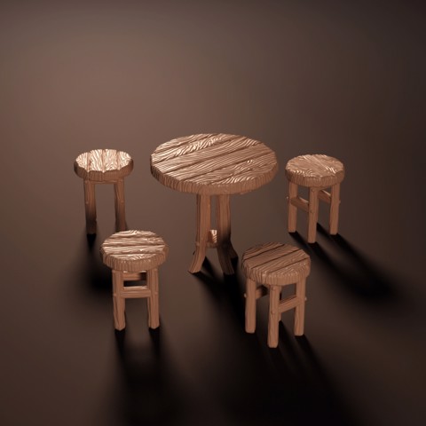 Image of Round Table and Stool - free!