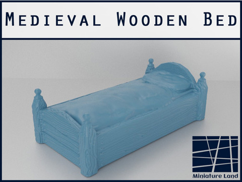 Image of Medieval Wooden Bed - Tabletop Gaming