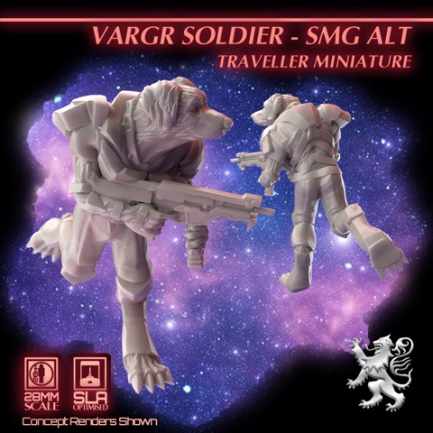 Image of Vargr Soldier - SMG Alt - Traveller Miniature