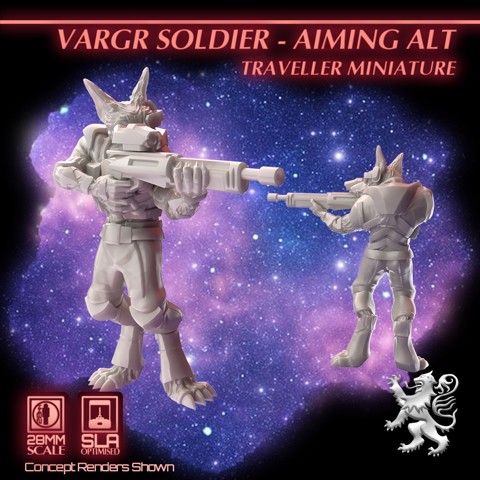 Image of Vargr Soldier - Aiming Alt - Traveller Miniature