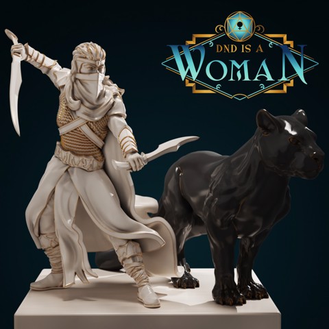 Image of Drow Ranger - Drizira - with panther companion - 28/32mm and 75mm