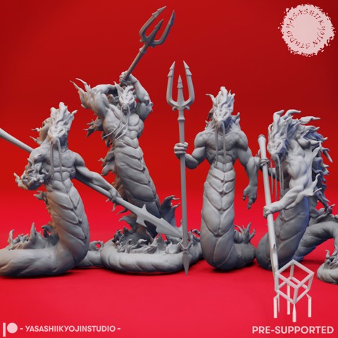 Image of Flame Salamander Mob - Tabletop Miniatures (Pre-Supported)