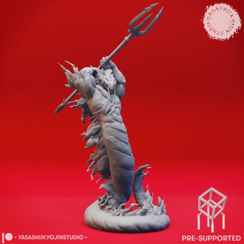 Image of Flame Salamander Trident - Tabletop Miniature (Pre-Supported)