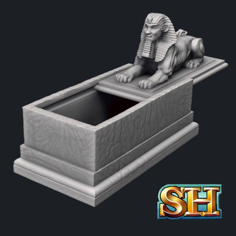 Image of Sphynx Sarcophagus Dice Box with Sliding Lid