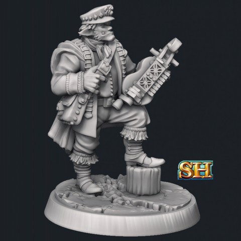 Image of Half-Orc Bard with Hurdy-Gurdy