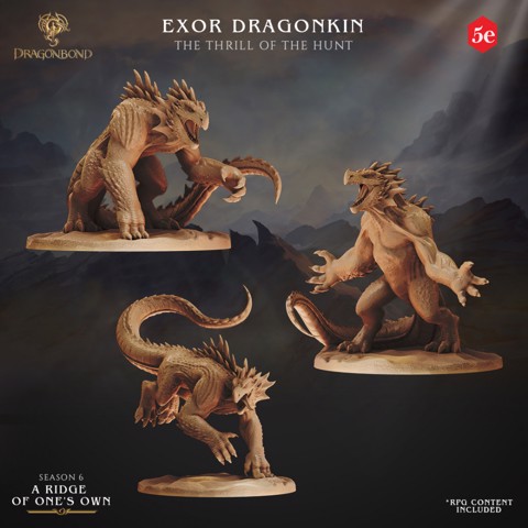 Image of Dragonbond Tribes Exor Dragonkin 3 poses