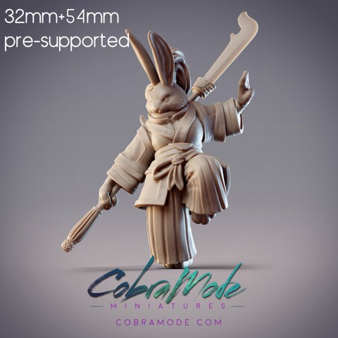 Image of Rabbitfolk Warrior - Sunset Jade, Guanghan Swordswoman (Pre-Supported)