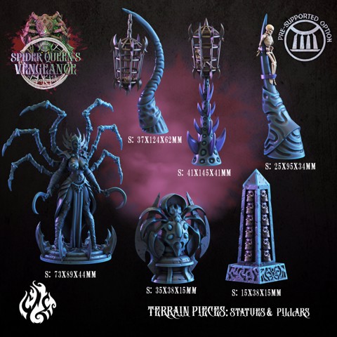 Image of Dark Elf Statues & Pillars  ~ Spider Queen's Vengeance scenery