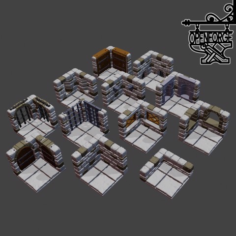 Image of Dungeon Stone - Wall on Tile: Corners (Full Set)