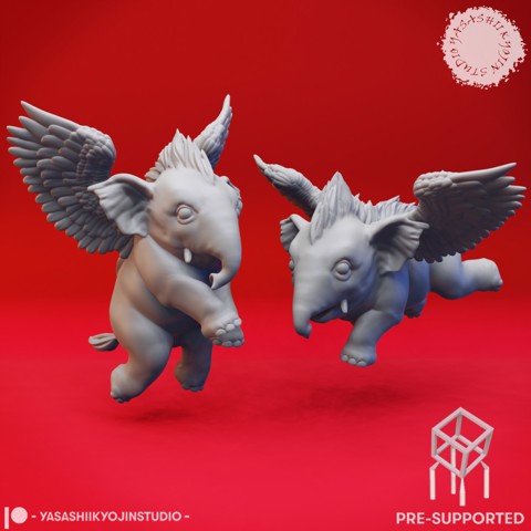 Image of Hollyphant Pair - Tabletop Miniatures (Pre-Supported)