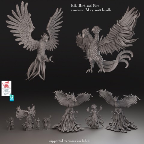 Image of Elf, Bird and Fire - Sun Elves, Phoenix and Firebird bundle 29