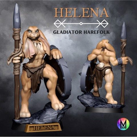 Image of Helena the Harefolk Barbarian Gladiator (anthro rabbit) - Harengon Barbarian