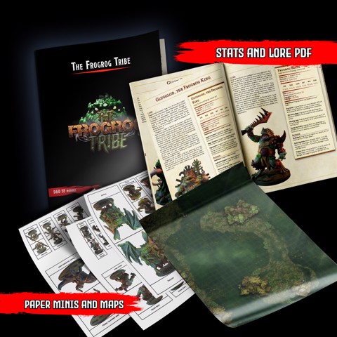 Image of "The Frogrog Tribe": Monster Templates, Paper miniatures & Battle Maps