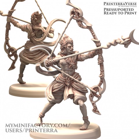 Image of 006 Ancient Indonesian Indian Hindu God Adipati Karna Archer Holding Vasavi Shakti Bow
