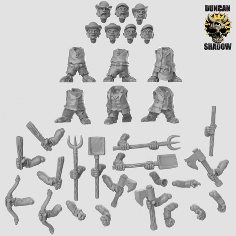 Image of Halfling Rabble Multipart Kit (Pre Supported) (S)