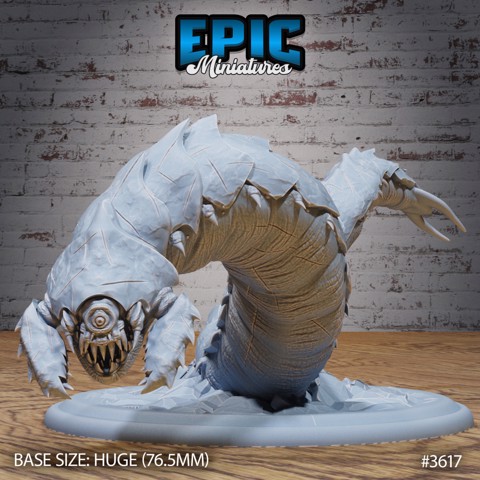 Image of Frost Worm Attacking / Arctic Crawler / Ice Centipede / Snow Beast / Cave Insect / Carrion Insectoid Bug / Frozen Encounter