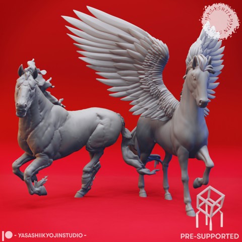 Image of Nightmare + Pegasus - Tabletop Miniatures (Pre-Supported)