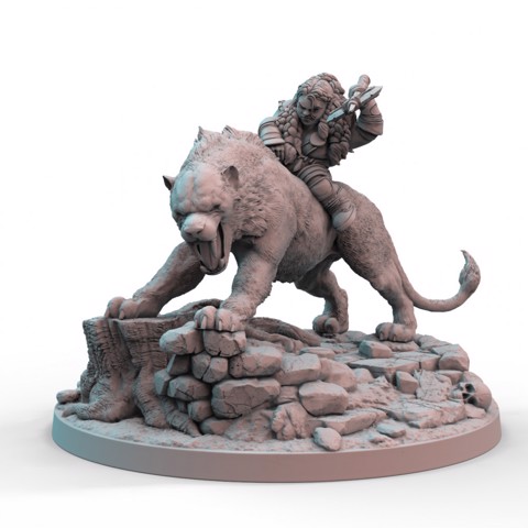 Image of Dwarf Sabertooth Rider (pre-supported)