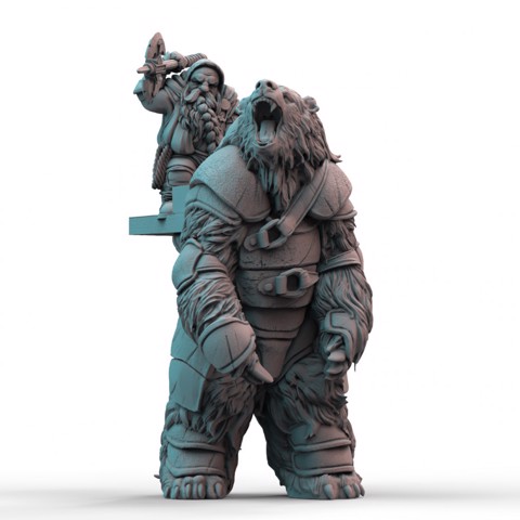 Image of Armoured Bear + Dwarf Rider (pre-supported)