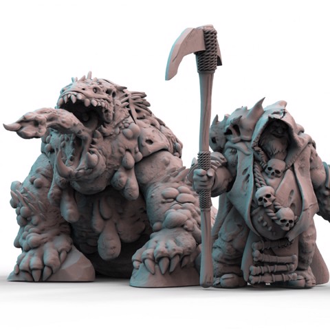 Image of Plague Ogre Shaman & Decay Beast (pre-supported)