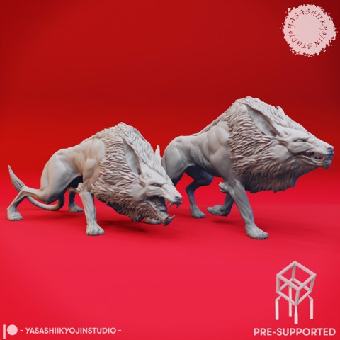 Image of Worg Pair - Tabletop Miniatures (Pre-Supported)