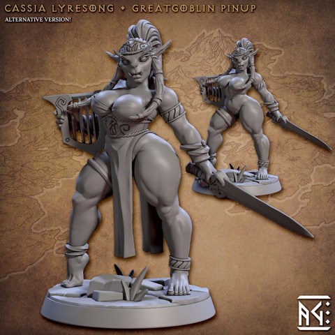 Image of Cassia Lyresong - Greatgoblin Pinup (Bronzeclad Greatgoblin)