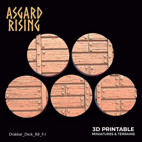 Image of Drakkar Deck - 5x 25mm Round Base (ver. 2) /Pre-supported/