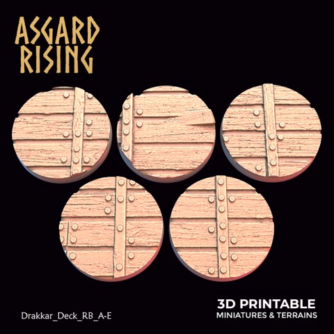 Image of Drakkar Deck - 5x 25mm Round Base (ver. 1) /Pre-supported/