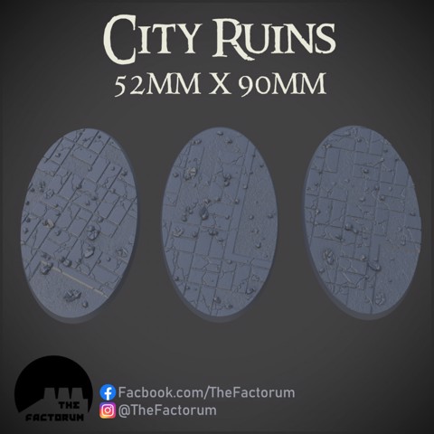 Image of 52mm x 90MM Oval CITY RUINS BASE SET (SUPPORTED)