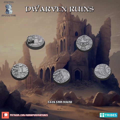 Image of Dwarven Ruins 28mm Bases (pre-supported)