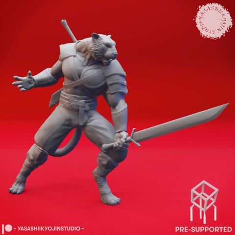 Image of Tabaxi Barbarian - Tabletop Miniature (Pre-Supported)