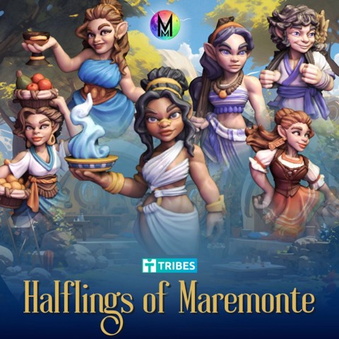 Image of Halfling Townsfolk - Halflings of Maremonte ( Set of 6 Townsfolk Haflings npc )