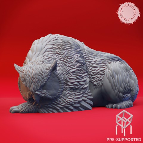 Image of Sleeping Owlbear - Book of Beasts - Tabletop Miniature (Pre-Supported)
